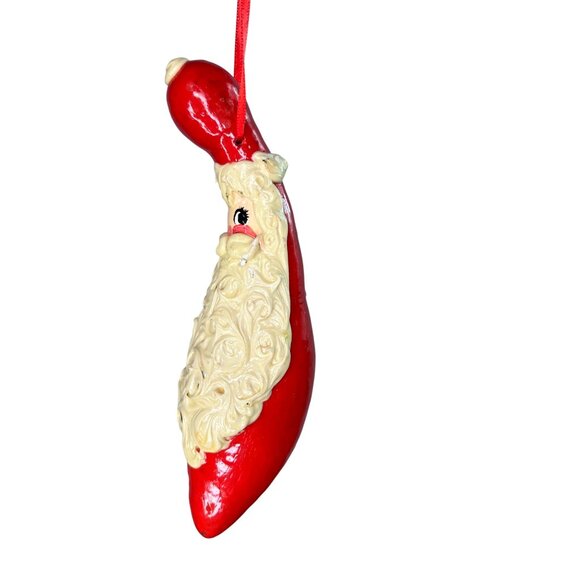 Vintage Gourd Santa Claus Hanging Christmas Ornament Red White - Picture 7 of 12
